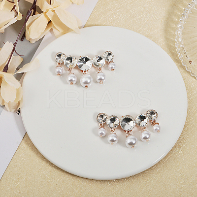 2Pcs Plasic Imitation Pearl & Rhinestone Shoe Decorations FIND-FG0002-55LG-1