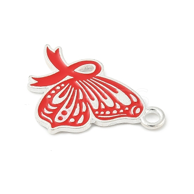 No To Drugs Red Awareness Ribbon Theme Alloy Enamel Pendants LS-ENAM-C026-02F-S-1