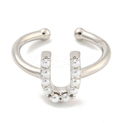 Rack Plating Brass Open Cuff Rings for Women RJEW-F162-01P-U-1
