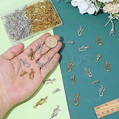 100Pcs 2 Colors Tibetan Style Hook and S-Hook Clasps FIND-PH0060-07-1