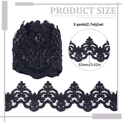 3 Yards Polyester Embroider Flower Lace Trim OCOR-MA0001-47A-1