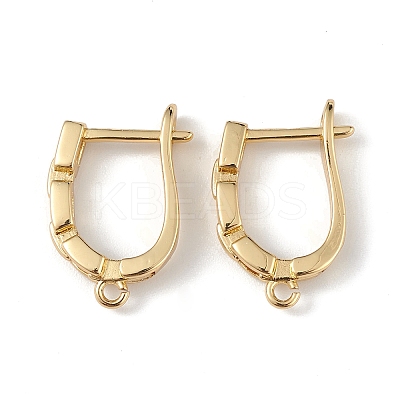 Brass Hollow Out Rectangle Hoop Earring Findings ZIRC-L097-058G-1