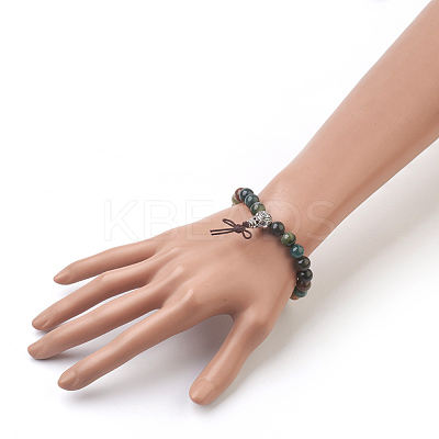 Natural Round Indian Agate Stretch Bracelets BJEW-JB03845-04-1