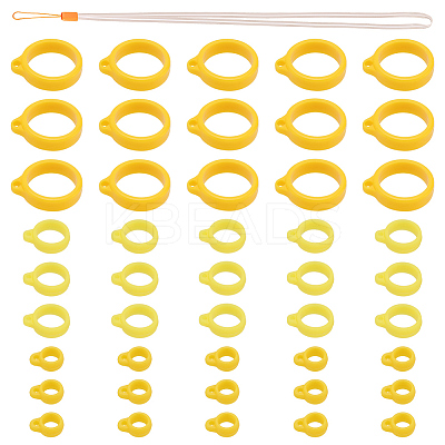 45Pcs 3 Style Silicone Rings with 1Pc Rubber Necklace Lanyard Anti-Lost Pendant Holder DIY-GF0008-18-1