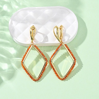Rack Plating Brass Cubic Zirconia Rhombus Hoop Earrings EJEW-L303-02G-1