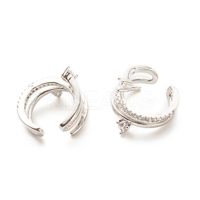 Clear Cubic Zirconia Wrapped Cuff Earrings EJEW-A066-04P-1