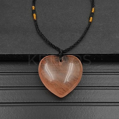 Synthetic Cherry Quartz Glass Pendant Necklaces XA8803-16-1