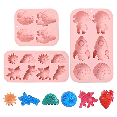 1Pc Astronaut Rocket Hemisphere DIY Silicone Molds DIY-YW0012-17-1