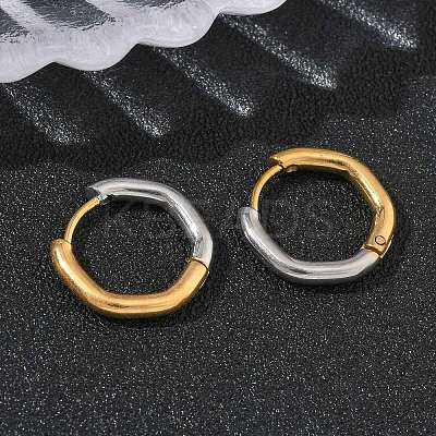 304 Stainless Steel Two Tone Hoop Earrings EJEW-P313-01B-G-1