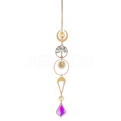 Glass Leaf Hanging Suncatcher Prism Ornament PW-WG88031-04-1