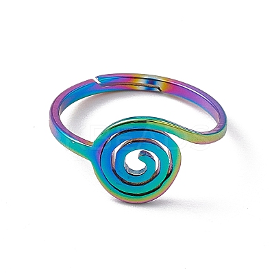 Ion Plating(IP) 201 Stainless Steel Vortex Adjustable Ring for Women RJEW-C045-07M-1