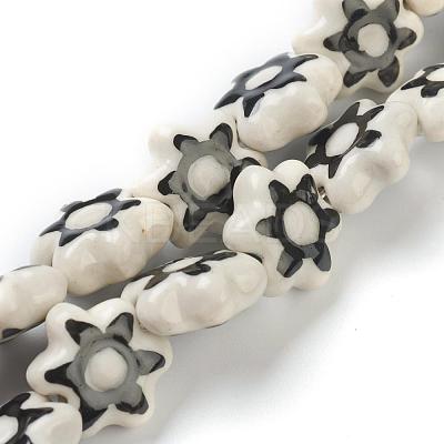Handmade Porcelain Flower Beads Strands PORC-G006-16A-1