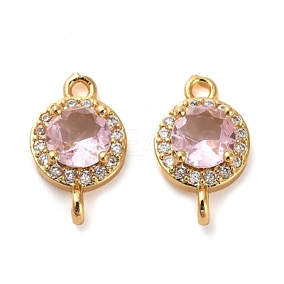 Brass Pave Cubic Zirconia Connector Charms KK-D093-09G-06-1