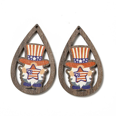 American Flag Theme Single Face Printed Aspen Wood Pendants WOOD-G014-01F-1