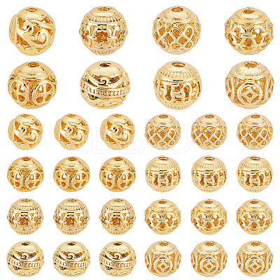 32Pcs 8 Style Alloy Hollow Beads FIND-PH0010-78-1