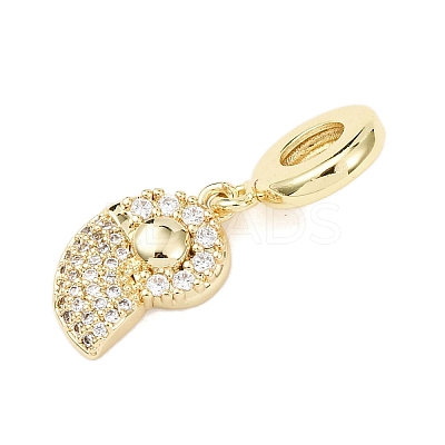 Brass Micro Pave Clear Cubic Zirconia Sea Animal European Dangle Charms KK-B159-04G-03-1