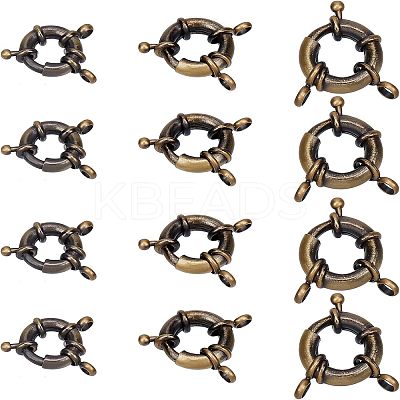 12Pcs 3 Styles Brass Spring Ring Clasps KK-FH0004-11-1