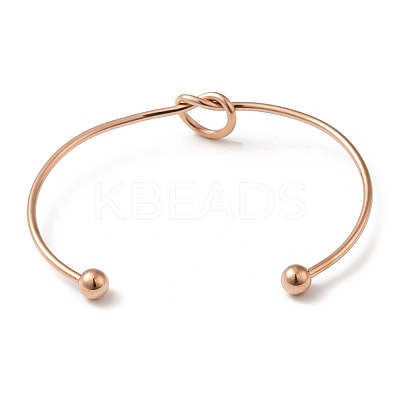 Ion Plating(IP) 304 Stainless Steel Knot Cuff Bangles for Women BJEW-M233-04RG-1