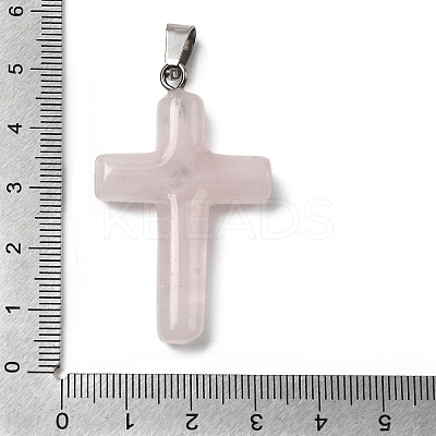 Natural Rose Quartz Cross Pendants KK-D021-04H-P-1