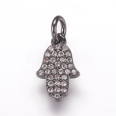 Brass Micro Pave Cubic Zirconia Charms Pendants ZIRC-K070-32B-1