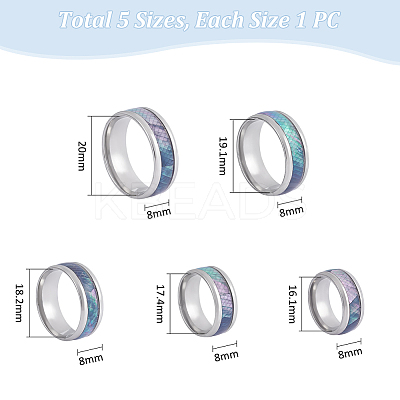 5Pcs 5 Styles 201 Stainless Steel Finger Ring for Men RJEW-UN0002-98-1