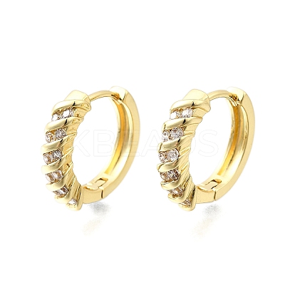 Brass Micro Pave Clear Cubic Zirconia Hoop Earrings EJEW-Z121-13G-1