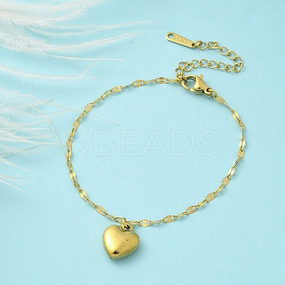 304 Stainless Steel Charm Chain Bracelets BJEW-C084-04G-1