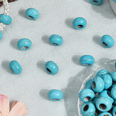 80Pcs Dyed Synthetic Turquoise European Beads SPDL-SC0001-02A-1