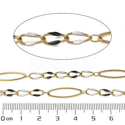 304 Stainless Steel Enamel Link Chains CHS-U003-01G-10-1