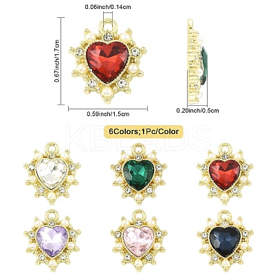 6Pcs 6 Color Acrylic Rhinestone Pendants FIND-FS0001-38-1