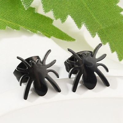 Halloween Spider 304 Stainless Steel Stud Earrings for Women LS-EJEW-B019-01EB-1