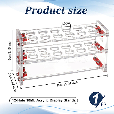 12-Hole 10ML Acrylic Display Stands ODIS-WH0043-61B-1