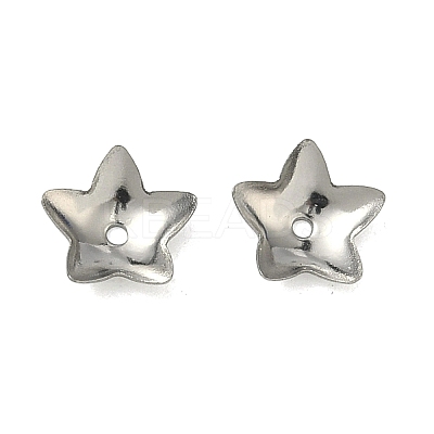 Non-Tarnish 5-Petal Flower Smooth Surface 304 Stainless Steel Bead Caps X-STAS-R065-56-1