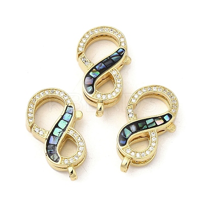 Brass Micro Pave Cubic Zirconia Lobster Claw Clasps KK-K385-010G-1