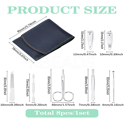 PVC Leather Case & Zinc Alloy & Carbon Steel Manicure Tools Sets: EarPicks MRMJ-WH0086-62B-1