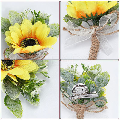 2Pcs Silk Corsage Boutonniere AJEW-CP0001-62-1