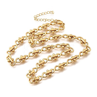 304 Stainless Steel Oval Infinity Link Chain Necklaces for Women Men NJEW-K249-20B-G-1