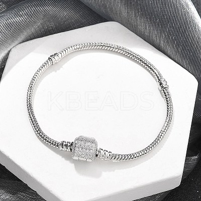 Brass Micro Pave Clear Cubic Zirconia Link Bracelets BJEW-S158-15P-1