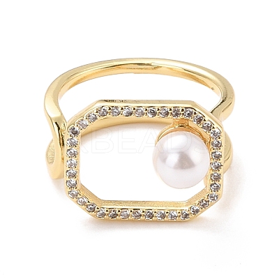Hollow Rectangle Cubic Zirconia Cuff Ring for Mother's Day RJEW-C004-16-RS-1