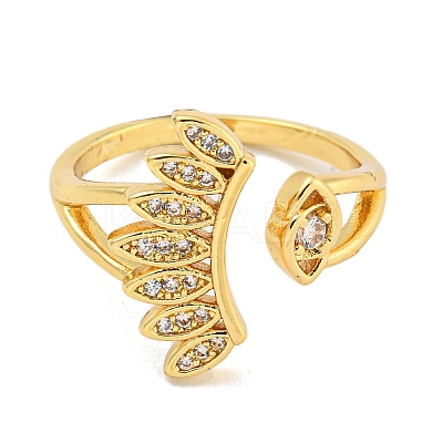 Eye Brass Micro Pave Clear Cubic Zirconia Open Cuff Rings for Women RJEW-L121-034G-1