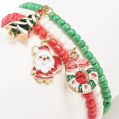 3Pcs 3 Style Glass Seed Stretch Bracelets Set BJEW-JB08200-1