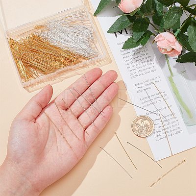 500Pcs 2 Colors Brass Flat Head Pins KK-SC0005-30A-1