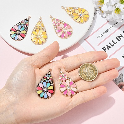 6Pcs 3 Colors Alloy Enamel Pendants FIND-YW0009-99-1