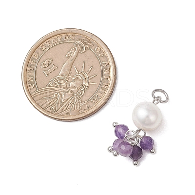 Natural Green Aventurine & Garne & Amethyst & Rose Quartz & Apatite Faceted Round & Potato Pearl Pendants PALLOY-JF04750-01-1
