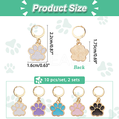 Pet Theme Alloy Enamel Dog Paw Print Charm Locking Stitch Markers HJEW-PH01706-1