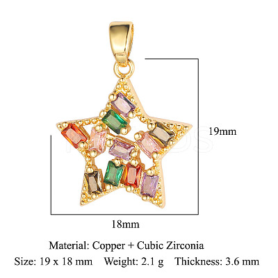 Brass Colorful Cubic Zirconia Pendants ZIRC-OY001-14G-1