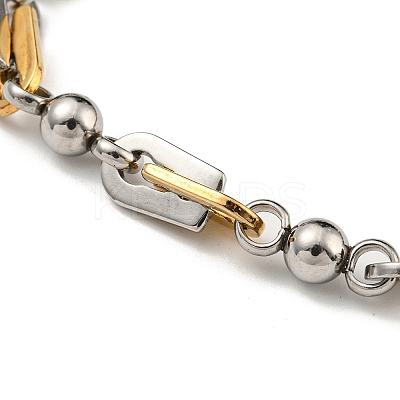 Ion Plating(IP) Two Tone 201 Stainless Steel Arch & Round Link Chain Bracelet BJEW-B078-18GP-1