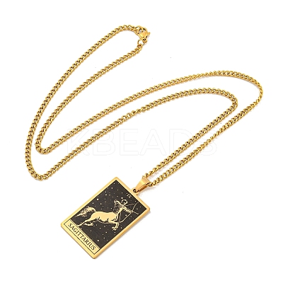 304 Stainless Steel Tarot Pendant Necklaces NJEW-A026-01G-09-1