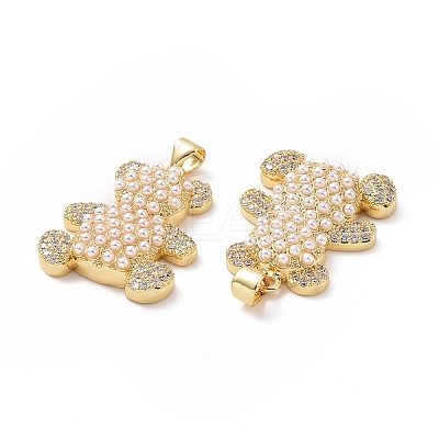 Brass Micro Pave Clear Cubic Zirconia Pendants ZIRC-F134-05G-1