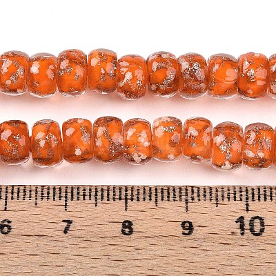 Luminous Handmade Gold Foil Glass Beads Strands FOIL-N029-02A-08-1